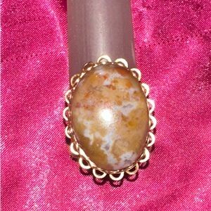 Elegant Silver and Brown Stone Ring